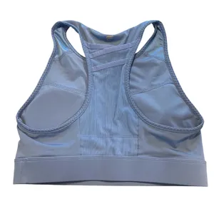 Fabletics Sports Bra Womens Medium Blue Racerback High Neck Mesh Activewear thumbnail 3
