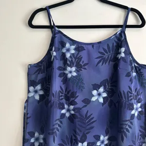 California Concepts Blue Floral Spaghetti Strap Midi Dress Women’s 14 Tie Back thumbnail 3
