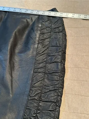 Black Faux Leather Mini Skirt with Ruched Side Panels thumbnail 5