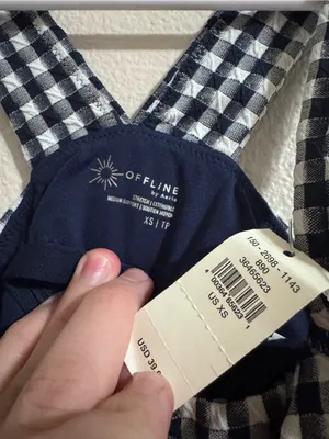 NWT aerie Navy and White Gingham Cropped Tank thumbnail 2
