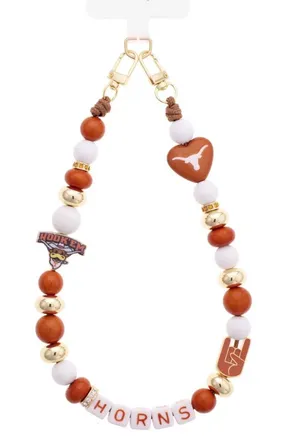 Texas Longhorns Beaded Cellphone Wristlet Orange thumbnail 1