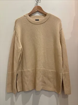 Gap Oversized Sweater 100% Cotton Beige Crewneck Size Medium thumbnail 2