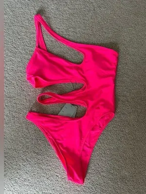 Vibrant Pink One-Shoulder Cutout Swimsuit thumbnail 1