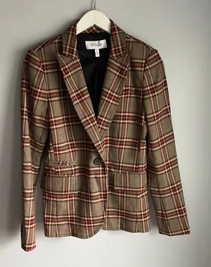Derek Lam 10 Crosby Heritage‎ Equestrian Academia Brown Plaid Red Blazer size 6 thumbnail 1