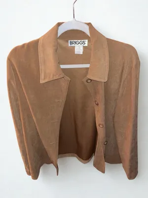 Briggs New York Women's Suede Button-Front Jacket in Camel thumbnail 1