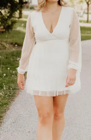 Francesca’s Shimmer Dress White Size L thumbnail 3