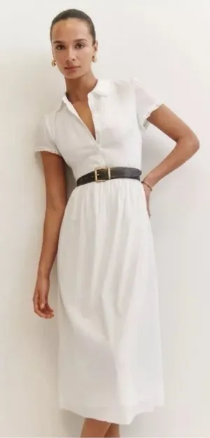 NWOT Reformation Ula in White Midi Sleeveless Collared Dress Size 10 thumbnail 1