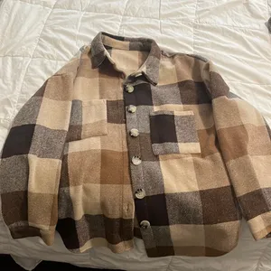 Brown plaid shacket Size L thumbnail 1
