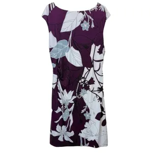 Ralph Lauren Purple Ivory Floral‎ Ruched Stretch Sleeveless Sheath Dress Size 18 thumbnail 5