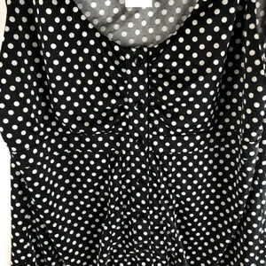 Dressbarn Womens Tank Top Blouse Button Front Polka Dot Scoop Neck Black White L thumbnail 2
