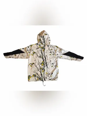 New Balance Cream Floral-Print Wind Breaker Jacket with Black Sleeve Panels thumbnail 5