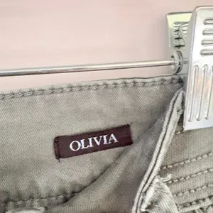 Olive Green‎ Wide Leg High Rise Pants with Stitch Detail Utility Trousers thumbnail 10