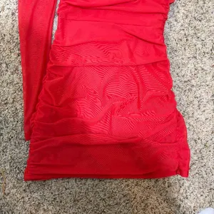 Lucy in the Sky Size S Larissa One Shoulder Long Puff Sleeve Mesh Mini Dress Red thumbnail 9
