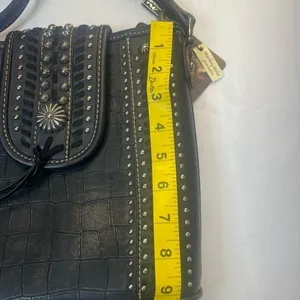 Montana West Black Crocodile Embossed Studded Crossbody‎ Shoulder Bag thumbnail 4