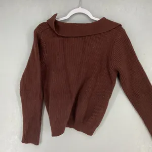 Commense Womens Sweater Brown Ribbed Knit Polo Collar Long Sleeve Small thumbnail 3