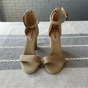 Jeffrey Campbell Rowboat Block Heel Sandals Tan Size 7 thumbnail 4
