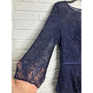 Adrianna Papell navy blue lace peplum sheath dress women's size 10 black‎ tie thumbnail 6