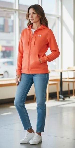Under‎ Armour Orange Full-Zip Hoodie Sweatshirt thumbnail 1