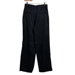 Reformation‎ manson Black Pleated Wide Leg Trousers Pants Size 4 thumbnail 2