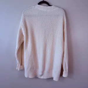 FAHERTY Cream Knit Cotten Cardigan‎ Sweater Women XL V-Neck Button Front Minimal thumbnail 4