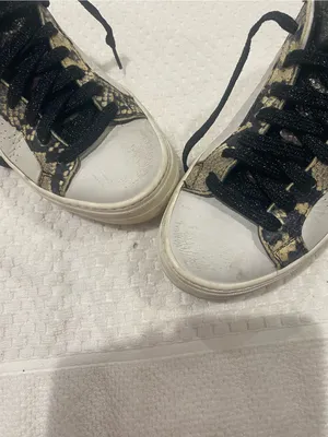 P448 Black and Cream Snake-Print Low Top Sneakers thumbnail 2