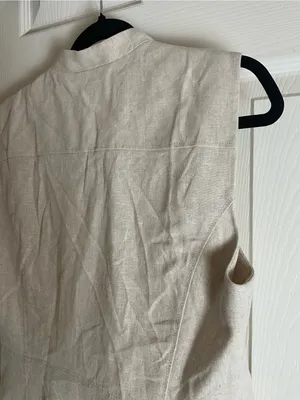 Zara Linen-Blend Zip-Up Military Vest with Fabric Frogging - Cream/Beige large thumbnail 5