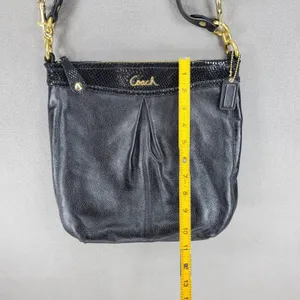 Coach‎ Crossbody Bag Womens Black Leather Snakeskin Trim Gold Hardware F20114 thumbnail 9