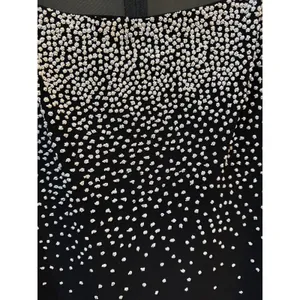Vintage Lillie Rubin Black Maxi Dress Mesh Square Neck Beaded Size Medium thumbnail 4
