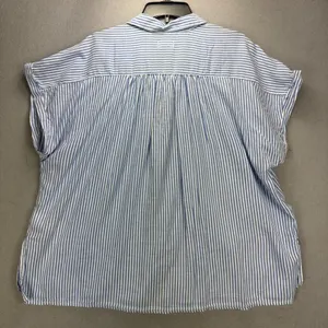 Old Navy Top Women's XXL Blue White Strip Button Up Shirt Classic Normcore thumbnail 3