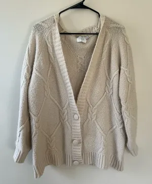 Lush Cream Knit Cardigan thumbnail 1