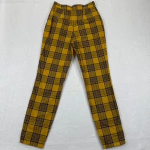 LPA Butter Yellow Plaid‎ High Waisted Straight Leg Pants Women's XS thumbnail 9
