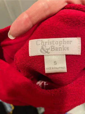 Christopher & Banks Cute red soft fleece snowflake 90s crewneck winter holiday cherry red sweatshirt thumbnail 2