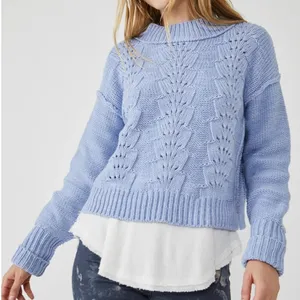 Free People Bell Song Pullover Sweater in Vintage Light Blue Small S‎ thumbnail 1