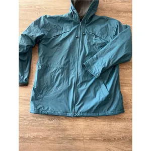 Misty Harbor Rain Coat Jacket Womens Large Teal Hooded Fleece Lined Vinyl Coat thumbnail 4