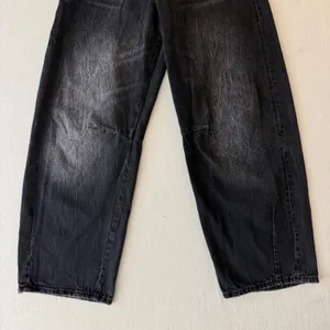 Zara TRF Size 0 Washed Black Barrel Leg Jeans Y2K Skater 100% Cotton thumbnail 3
