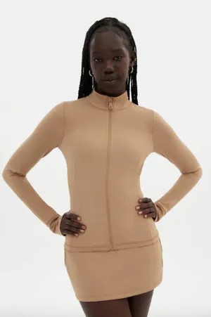 NEW Girlfriend Collective Parker Seam Jacket Size M Full Zip Stretch Gym Fitted thumbnail 1