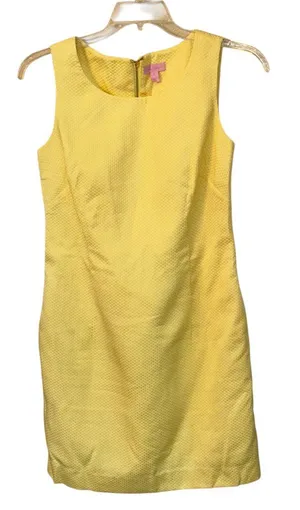 Lilly Pulitzer Yellow Shift Sleeveless Short Dress Size 4 Cotton‎ Summer Lined thumbnail 1