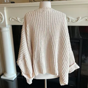 Chunky Knit Sweater Roomy Comfy Crochet Womens One Size thumbnail 17