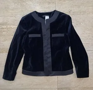 Ann Taylor Black Velvet‎ Blazer SJacket Hook Closure Size 0 NWT $169 thumbnail 1