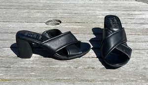 Naturalizer Genn Rhythm Black Criss Cross Strap Block Heel Sandals size 5.5‎ thumbnail 1