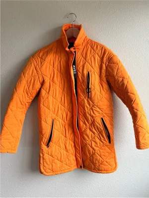 Quilted Orange Long Jacket thumbnail 4