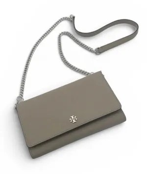 Tory Burch Robinson Chain Wallet in French Gray NWOT thumbnail 1