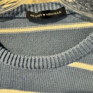 Brandy Melville Striped Blue & White Sweater thumbnail 2