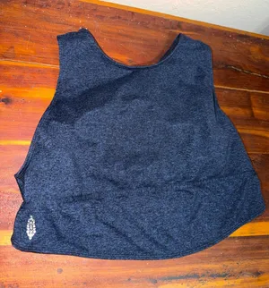 Free People FP Movement Heathered Blue Cross Back High Neck Cropped Tank thumbnail 1