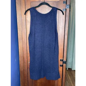 Anthropologie Desmond Navy Tunic Sweater Vest Linen Blend Side Slit Longline S thumbnail 3