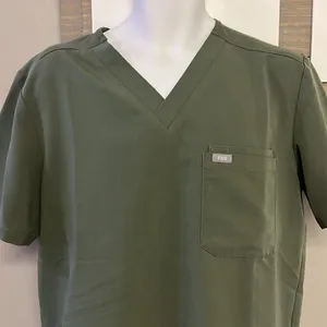 FIGS Technical Collection Olive Short Sleeve PO1644 Medical Scrub Shirt- Large thumbnail 4