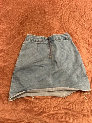Forever 21 Light Blue Denim Mini Skirt with Raw Hem thumbnail 2