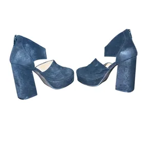 Free People Black Suede‎ Platform Block Heel Ankle Edgy Statement Size 38 (7) thumbnail 5