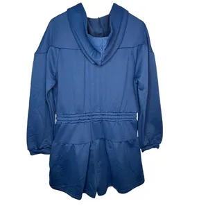 Cicy Bell‎ Hooded Romper Women XL Blue Zip Up Athleisure Short NWT Jumpsuit thumbnail 2