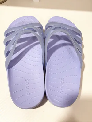 Crocs Splash Strappy Sandal Purple Glossy Jelly Shoe Size 7 thumbnail 3